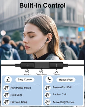 AILKIN Lightning earphones with built-in microphone for clear calls and voice control