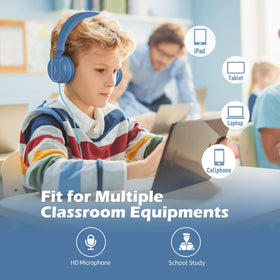 AILIHEN I35 blue adjustable-band headphones fit different head sizes