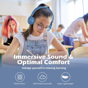 AILIHEN I35 blue on-ear kids headphones with comfortable fit