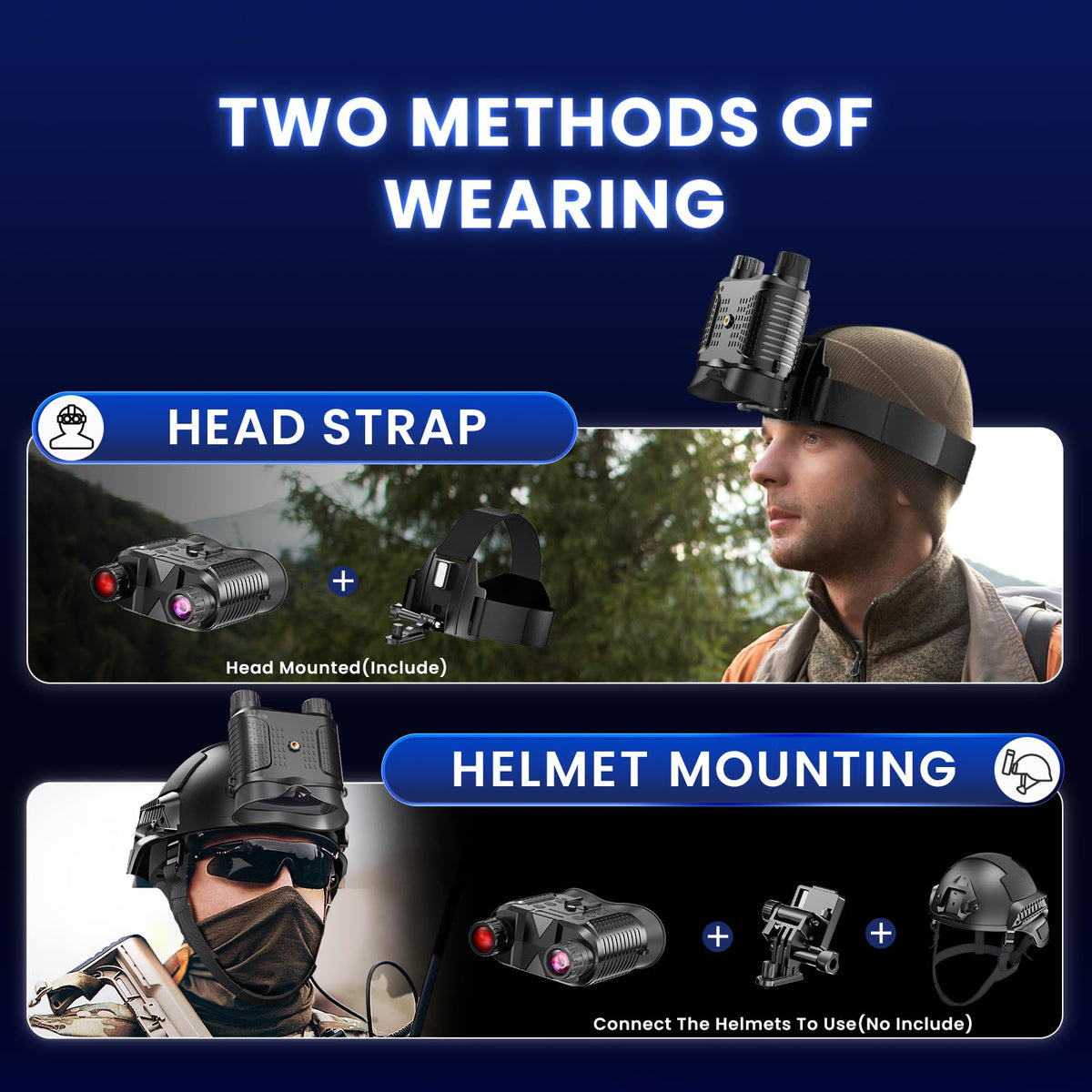 AILNJUC Night Vision Goggles infrared illuminator enhances visibility in darkness.
