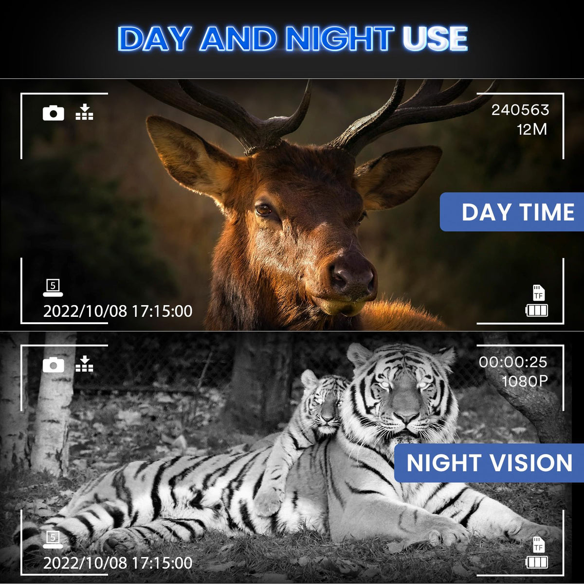 AILNJUC Night Vision Goggles 8X digital and 10X optical zoom extends range.