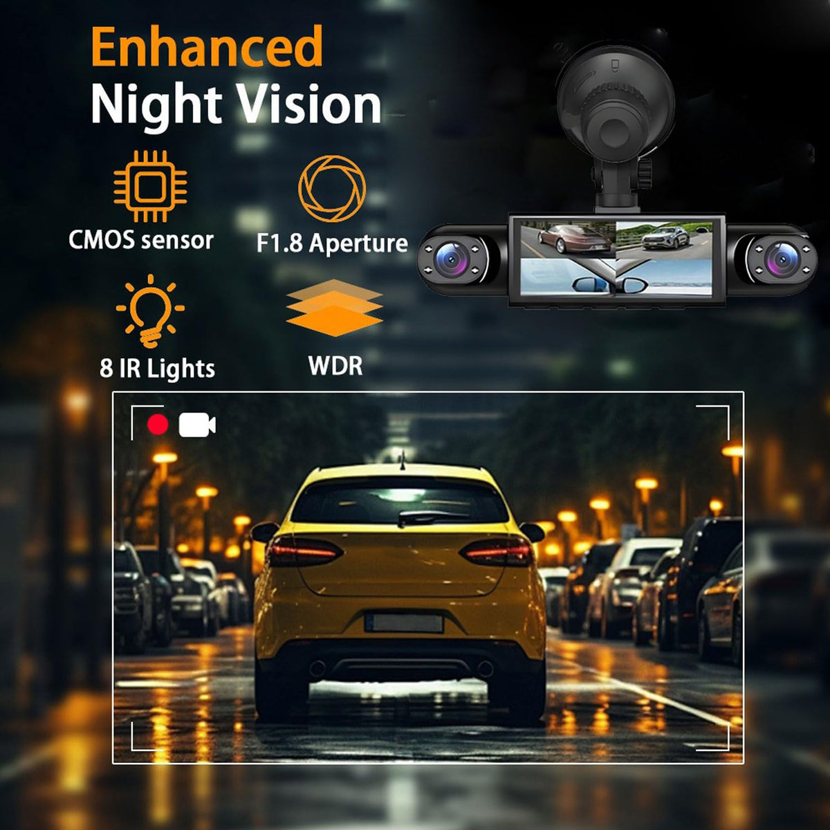 AILVKANG Y108WiFi+64G g-sensor indicator helps lock critical footage on impact.