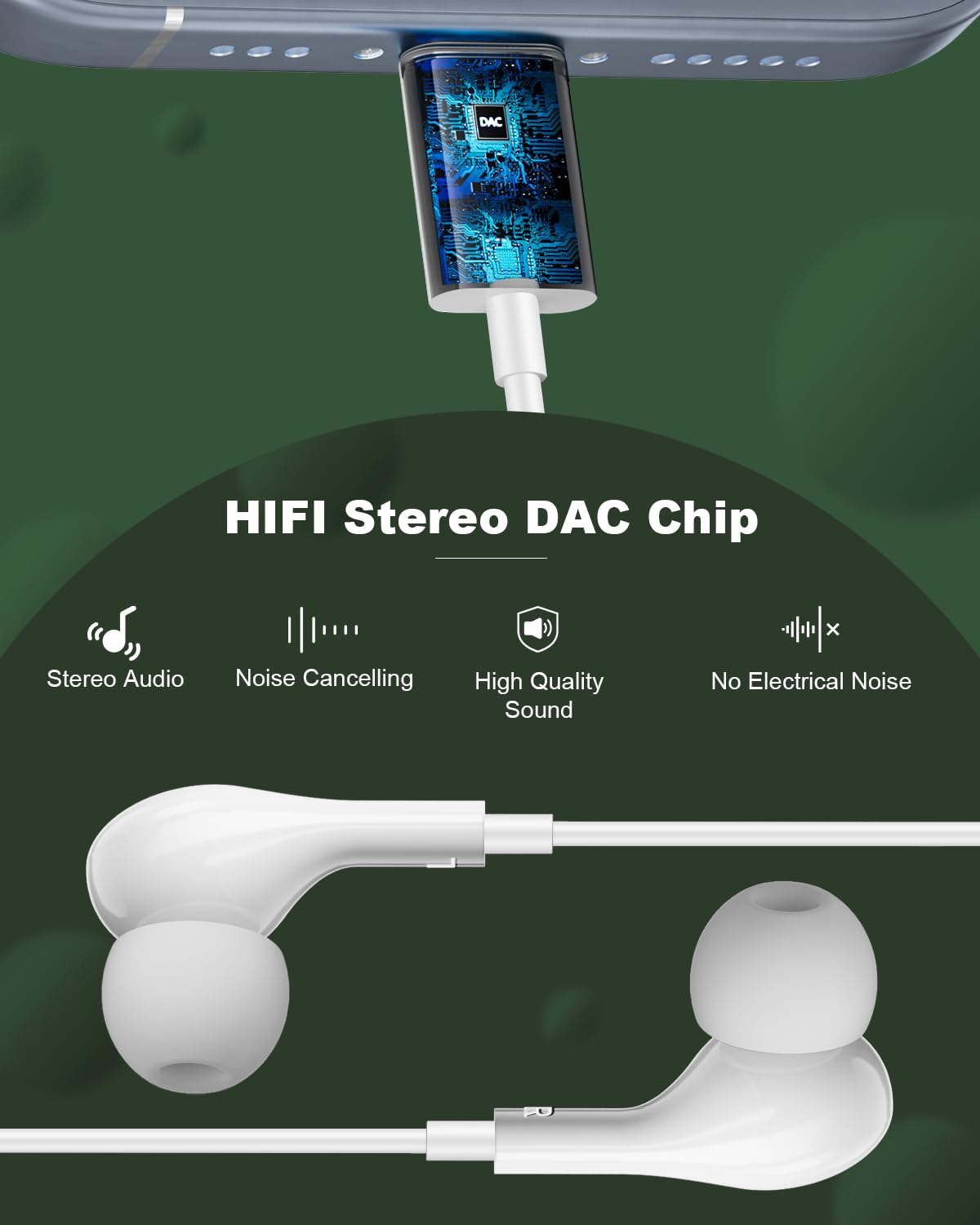 AILZPXX USB-C in-ear fit provides all-day comfort and clear sound