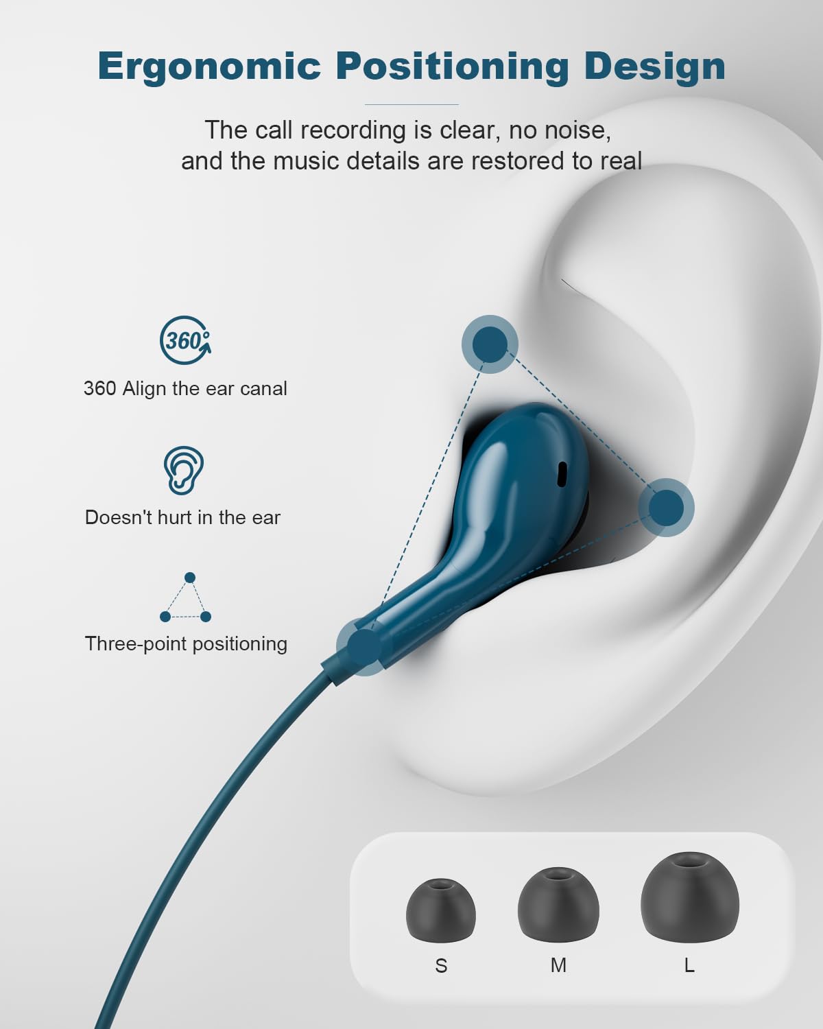 AILZPXX USB-C headphones inline controls include mic for calls and playback