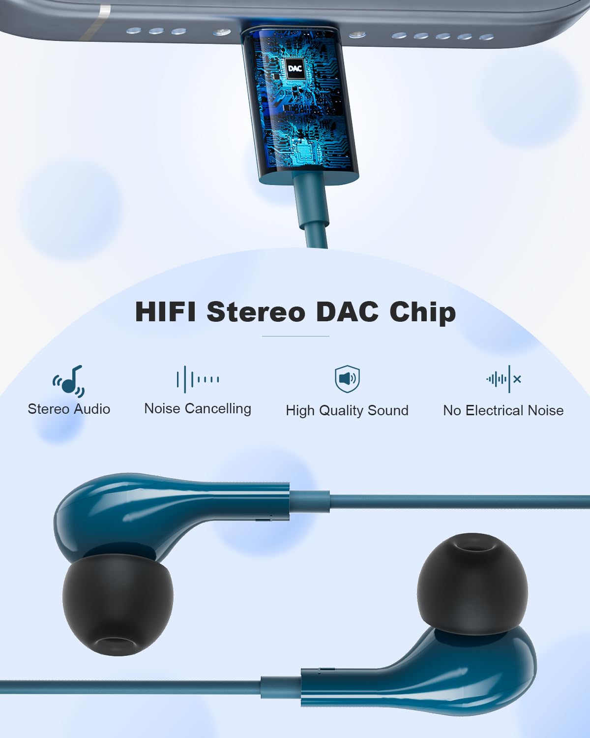 AILZPXX USB-C magnetic earbuds stay secure around the neck when not in use