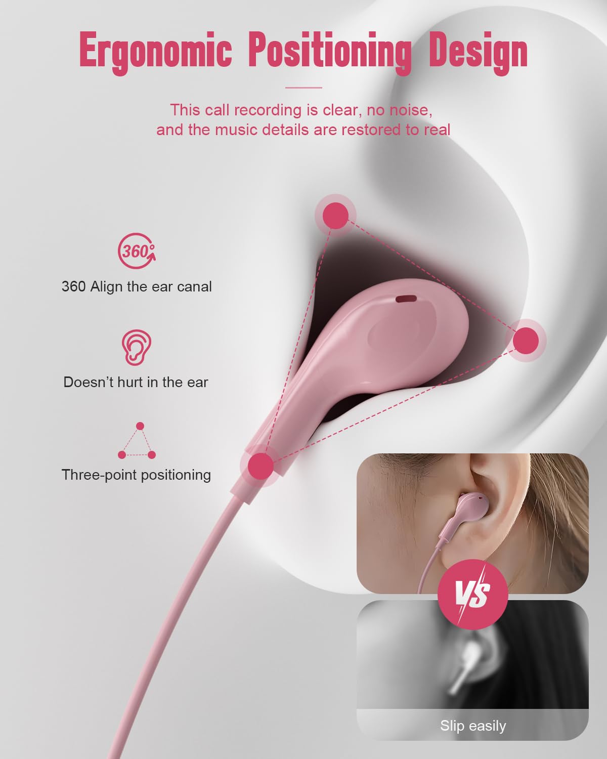 AILZPXX USB C headphones pink in-ear design for immersive listening.