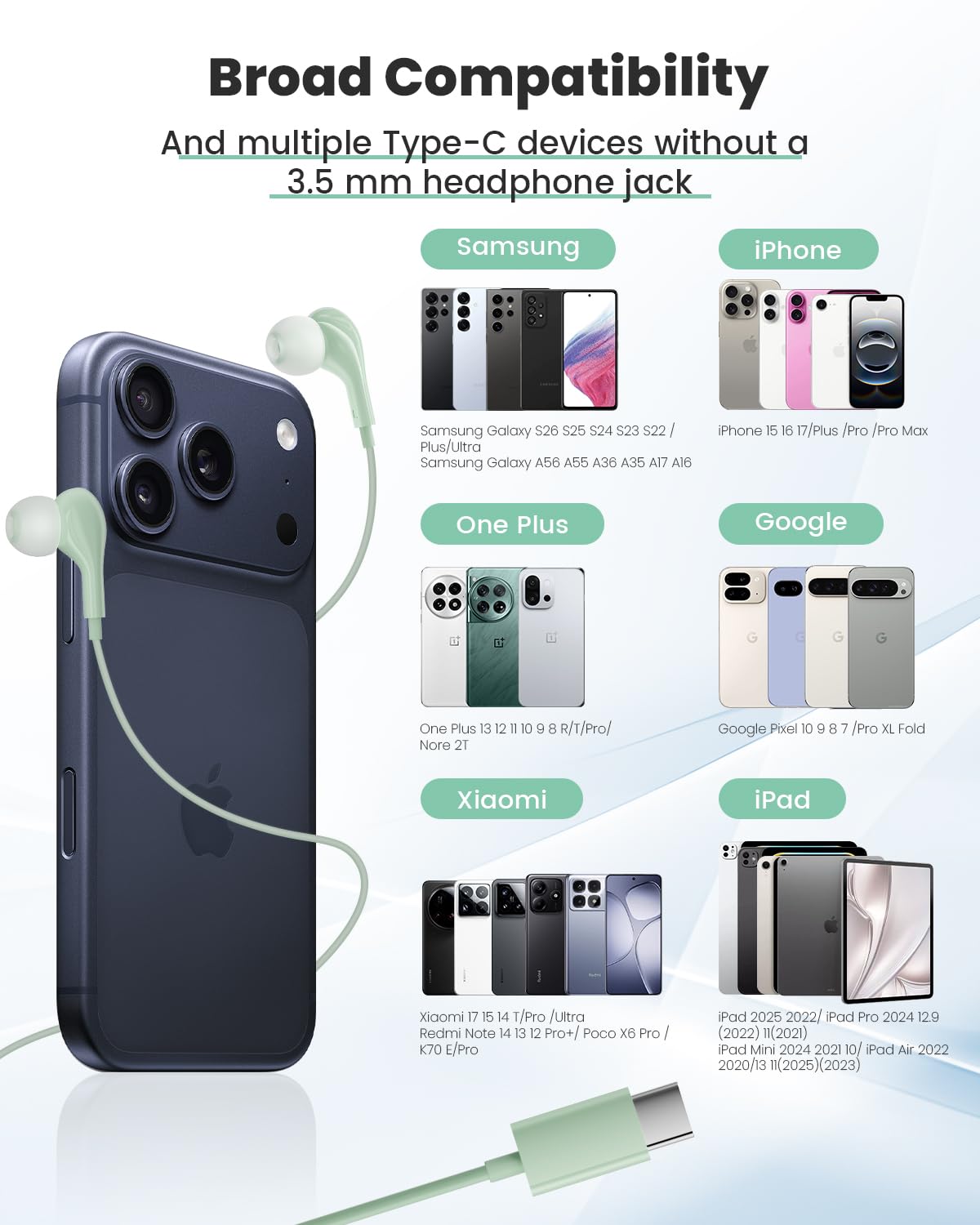 AILZPXX USB-C headphones on Galaxy, attached during a call
