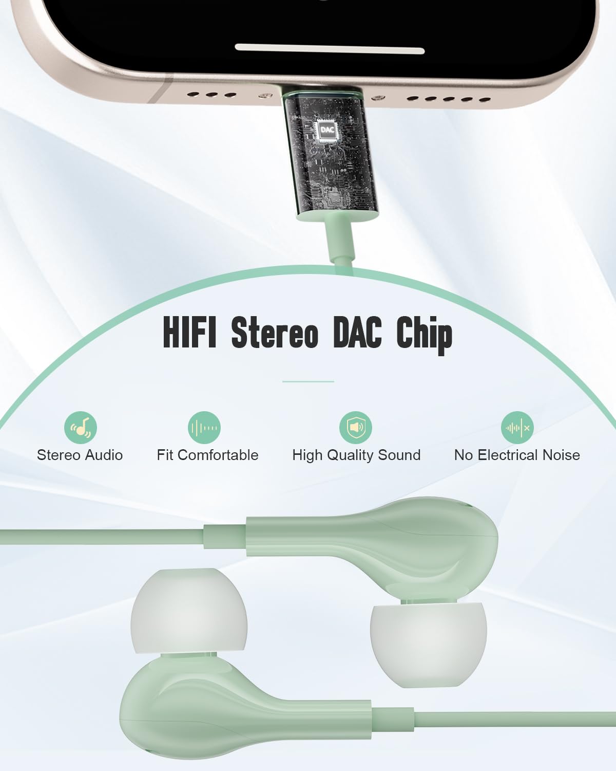 AILZPXX USB-C headphones with inline remote, in-use controls