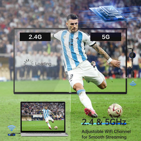 AIMIBO 165ft range enables wireless screen sharing across rooms.