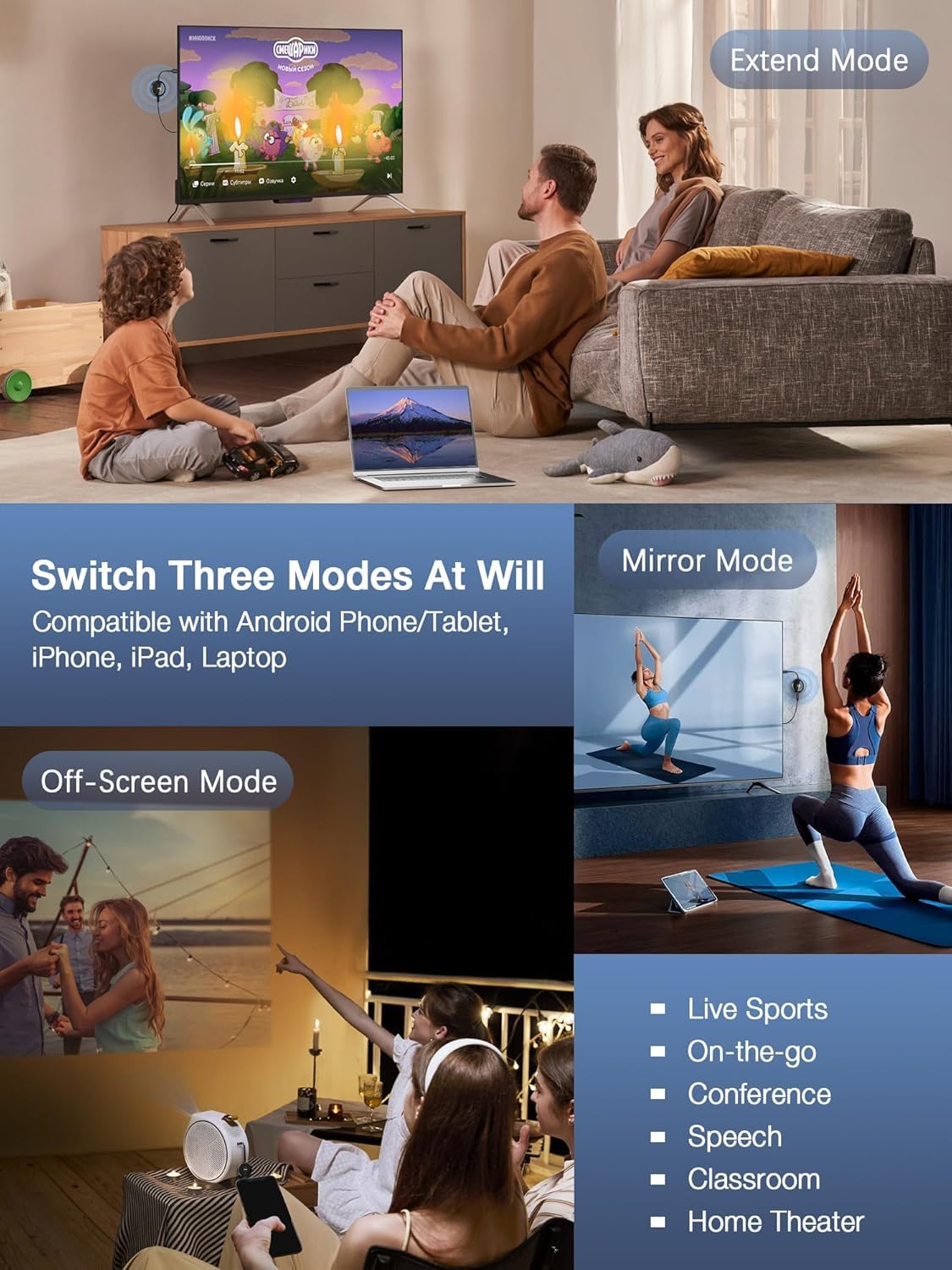 AIMIBO 4K adapter delivering crisp 4K projection on a TV