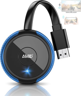 AIMIBO 4K wireless display adapter front view for plug-and-play mirroring