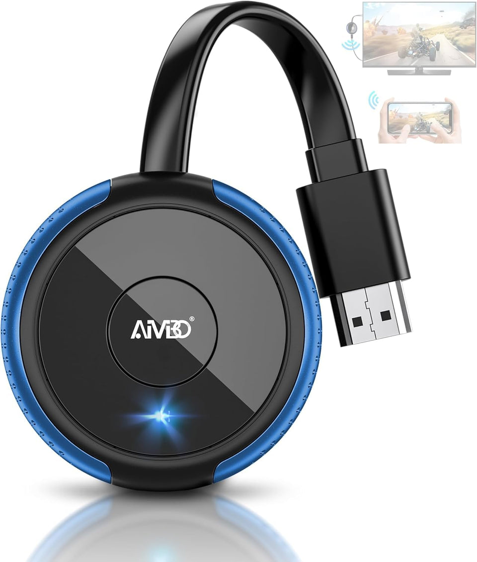 AIMIBO 4K wireless display adapter front view for plug-and-play mirroring