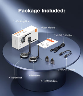 AIMIBO package includes TX, RX, cables, and manuals.