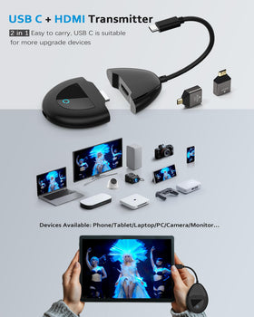 AIMIBO plug‑and‑play setup for instant wireless mirroring.