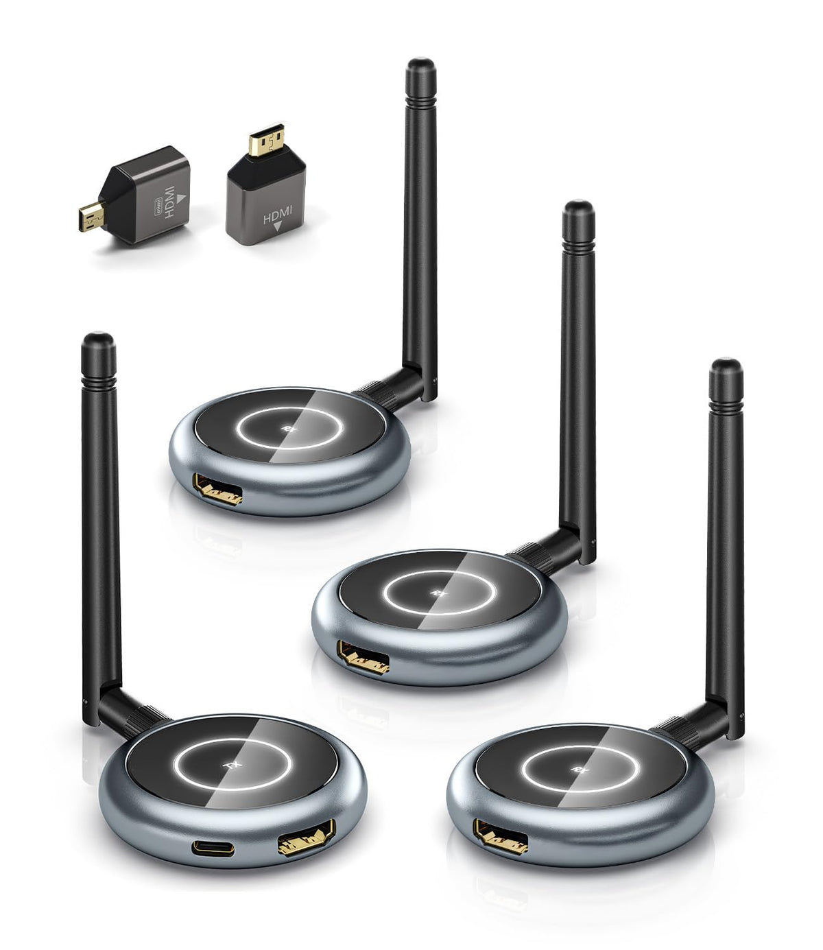 AIMIBO wireless HDMI transmitter front view for easy setup