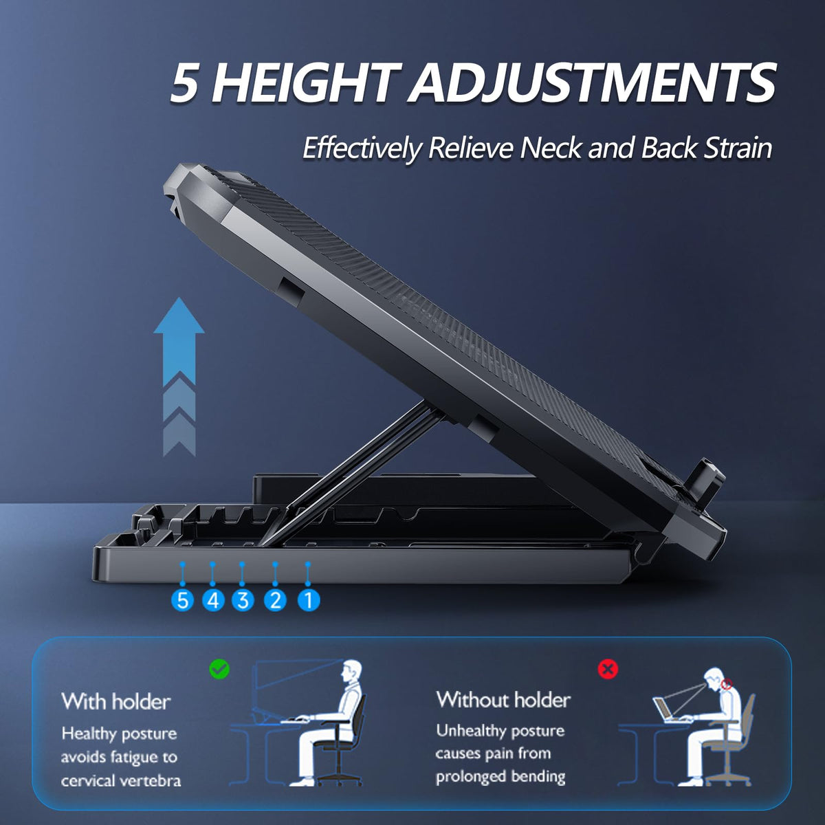 AIMIUZI ergonomic height adjustment offers comfortable viewing angles.