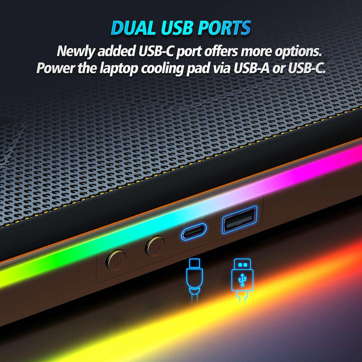 AIMIUZI cooling pad showcases LED lighting modes for ambient glow