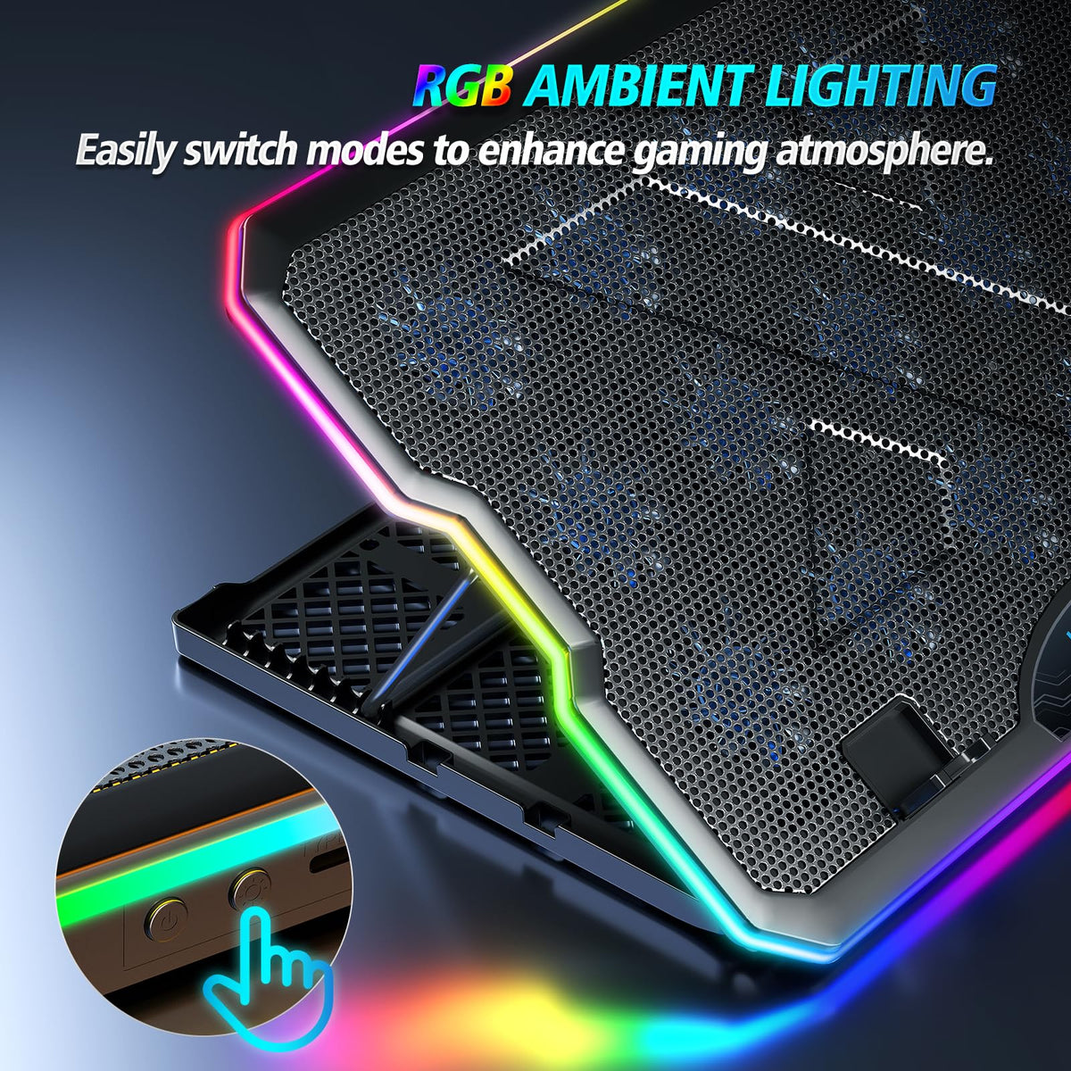 AIMIUZI cooling pad with four rubber feet keeping it stable