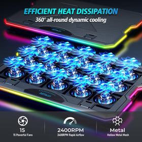 AIMIUZI cooling pad top view showing 7-height adjustable stand for ergonomic use