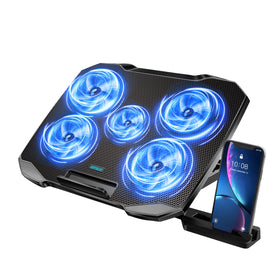 AIMIUZI five‑fan cooling pad boosts laptop airflow for cooler performance
