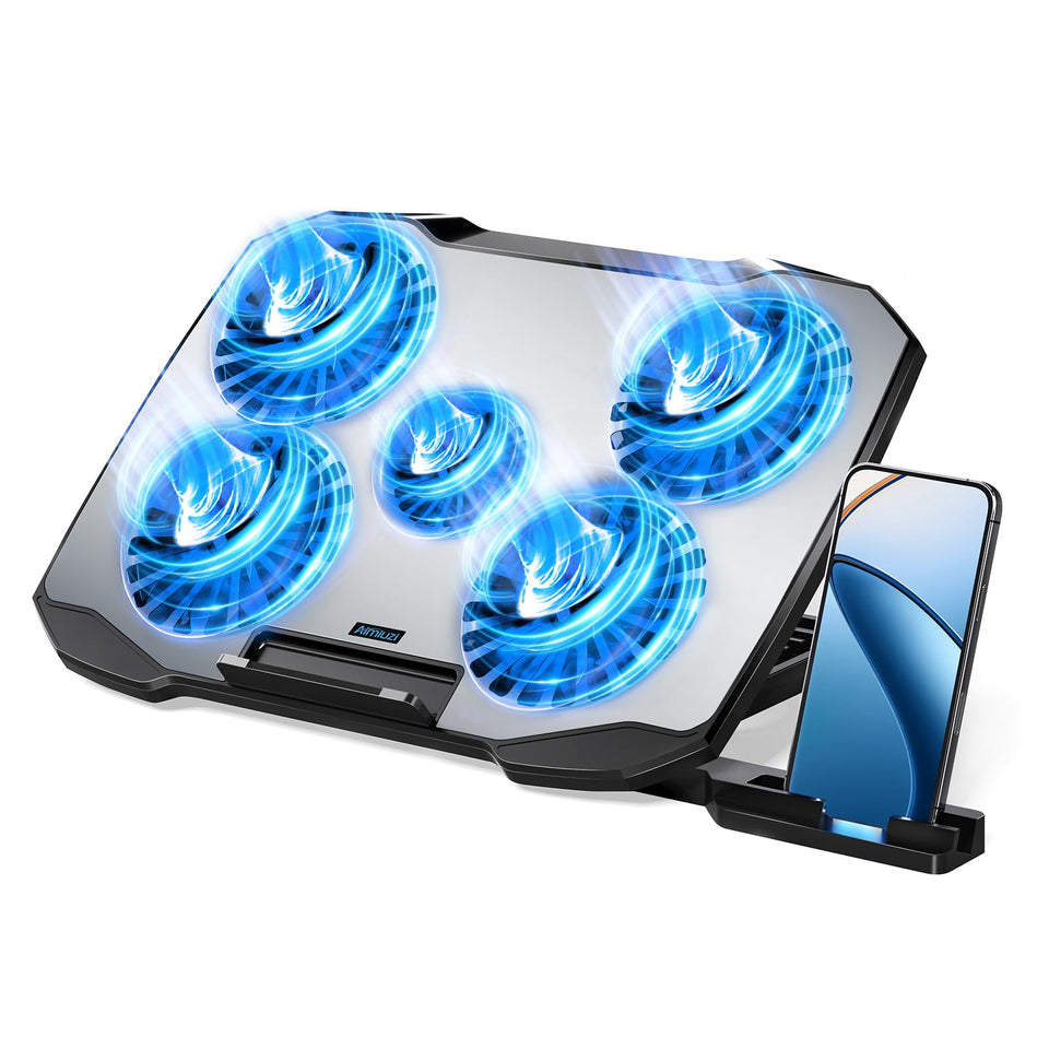 AIMIUZI laptop cooling pad with five fans for improved airflow during gaming