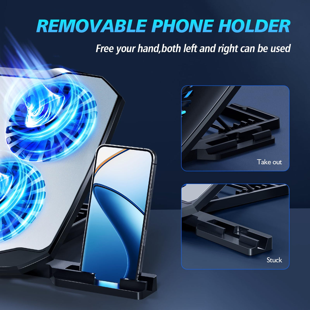 AIMIUZI laptop cooling pad features a sturdy metal plate for better heat dissipation
