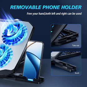 AIMIUZI laptop cooling pad features a sturdy metal plate for better heat dissipation