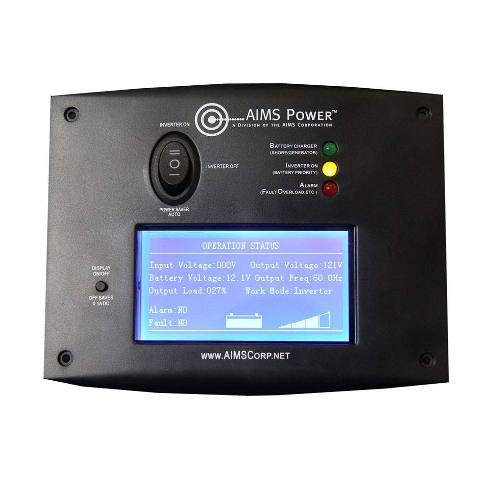 AIMS Power REMOTELF remote switch with LCD monitor displaying voltage and load for PICOGLF inverters