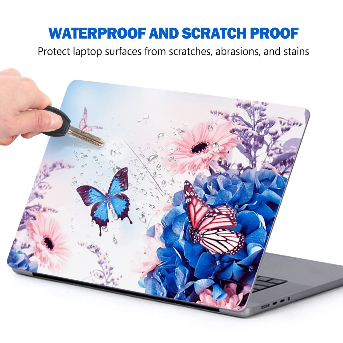 AIMSA butterfly flower laptop side view skin for edge protection