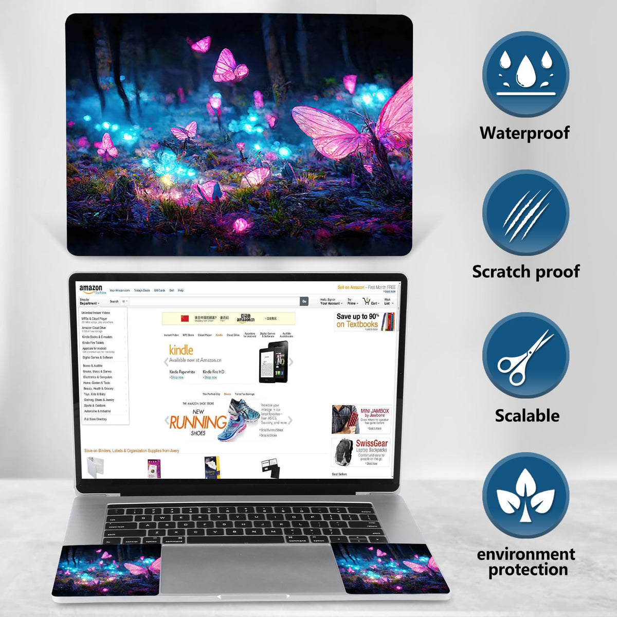 AIMSA pink butterfly left touchpad view adds grip and personal style.