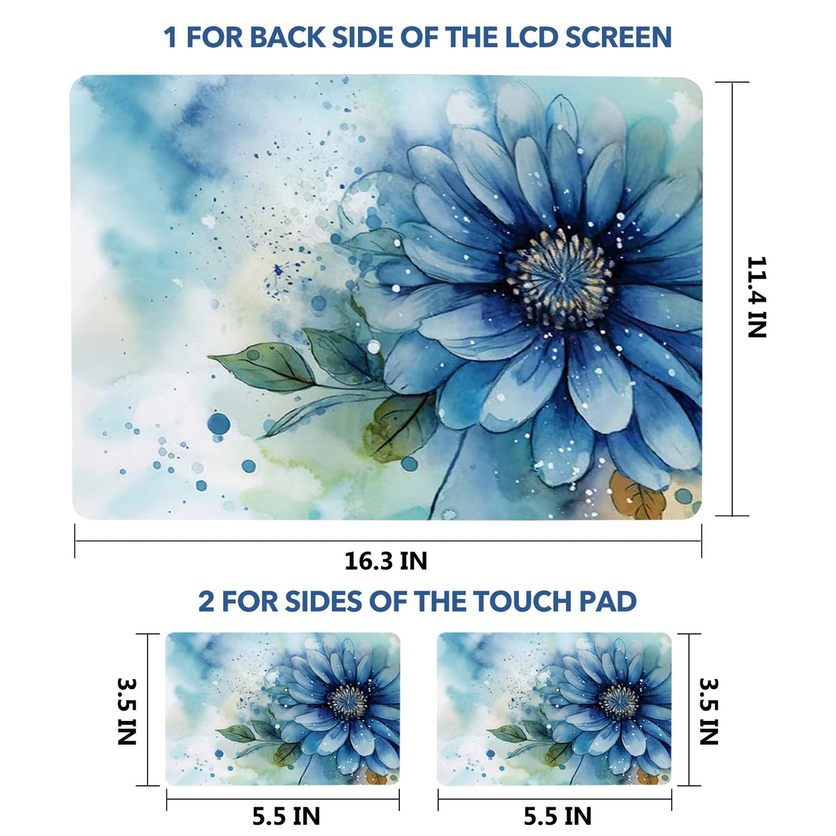 AIMSA blue-flower close-up of flexible PVC material and texture.
