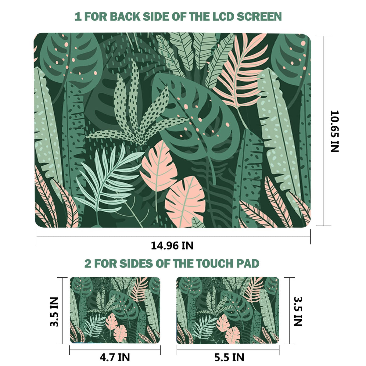 AIMSA package layout showing large decal and two pads for complete coverage