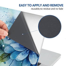 AIMSA blue-flower side touchpad skin protects right edge for cohesive look.