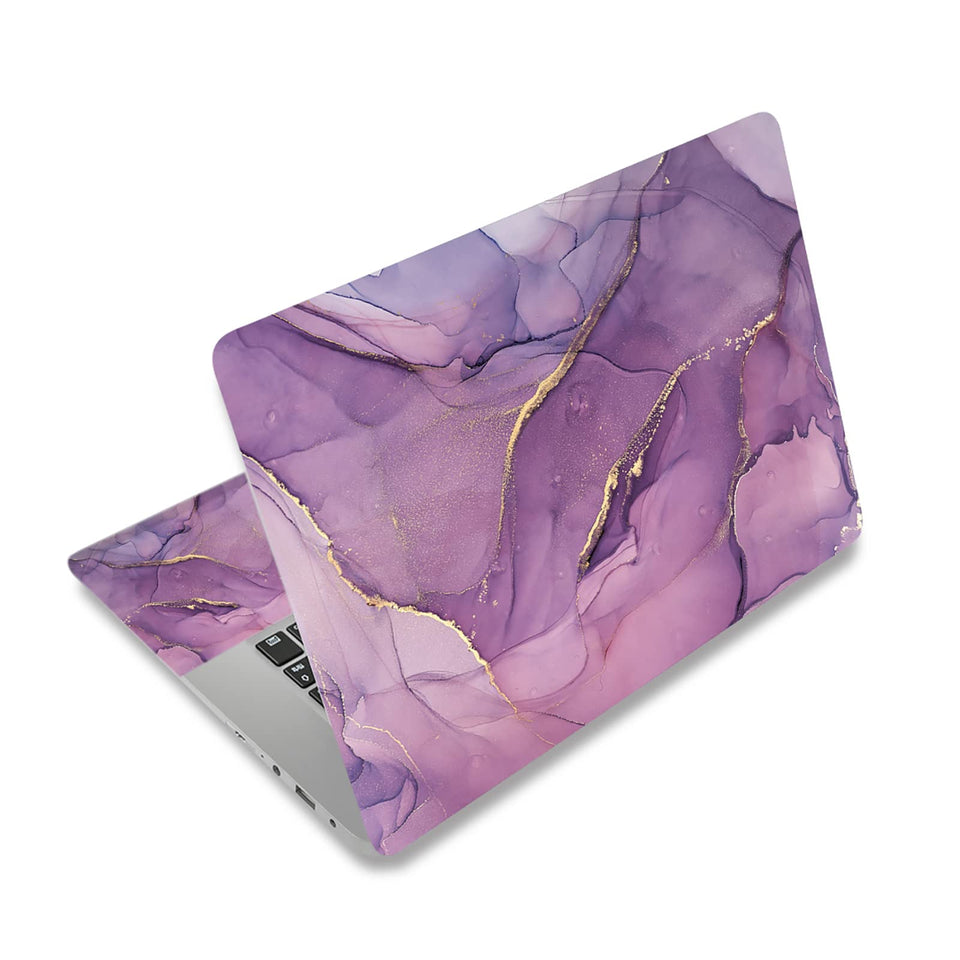 AIMSA purple marble front cover on laptop showing full-sheet coverage and stylish protection