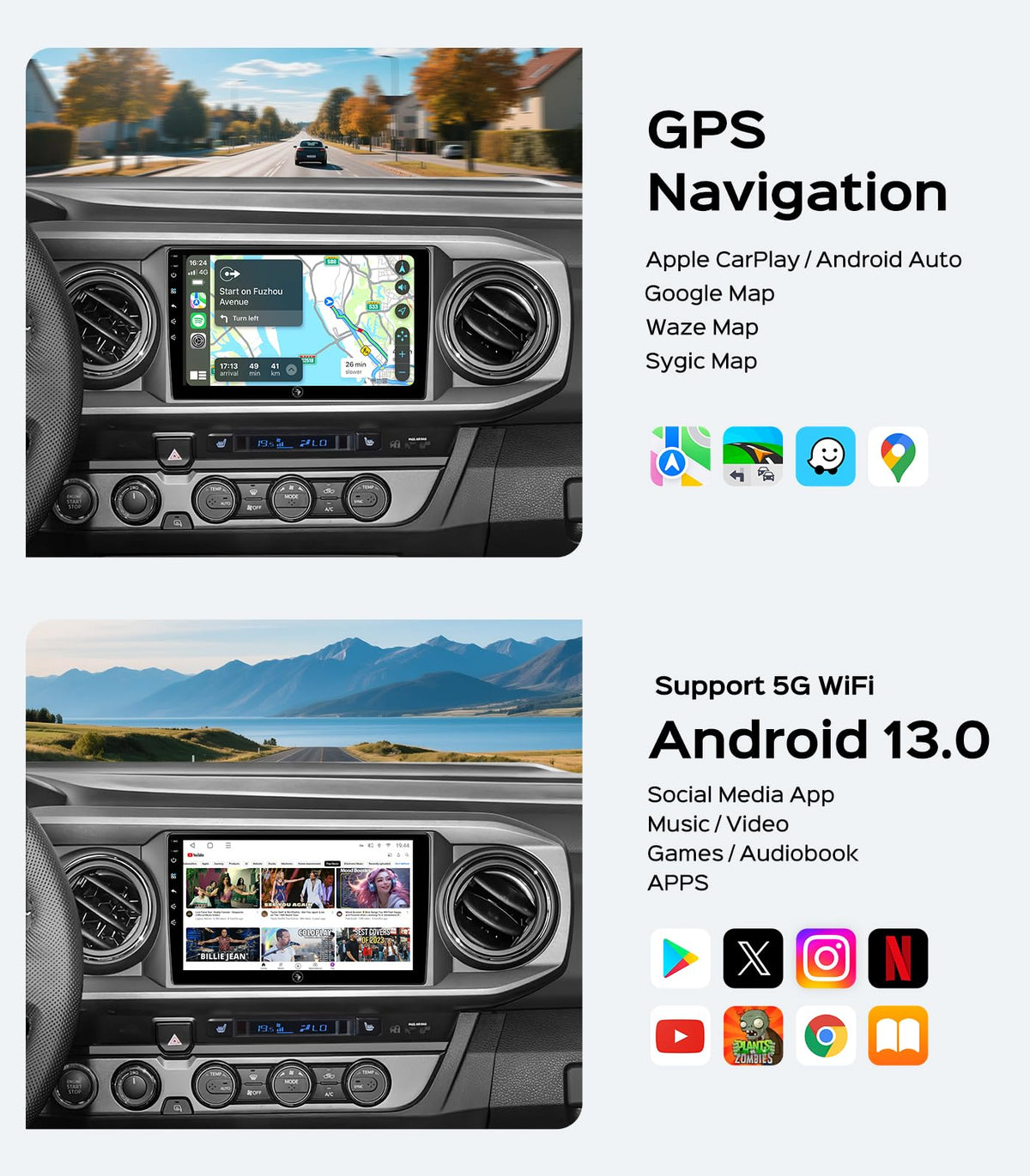AINAVI 1080P AHD backup camera with 170° view for clear parking in Tacoma.