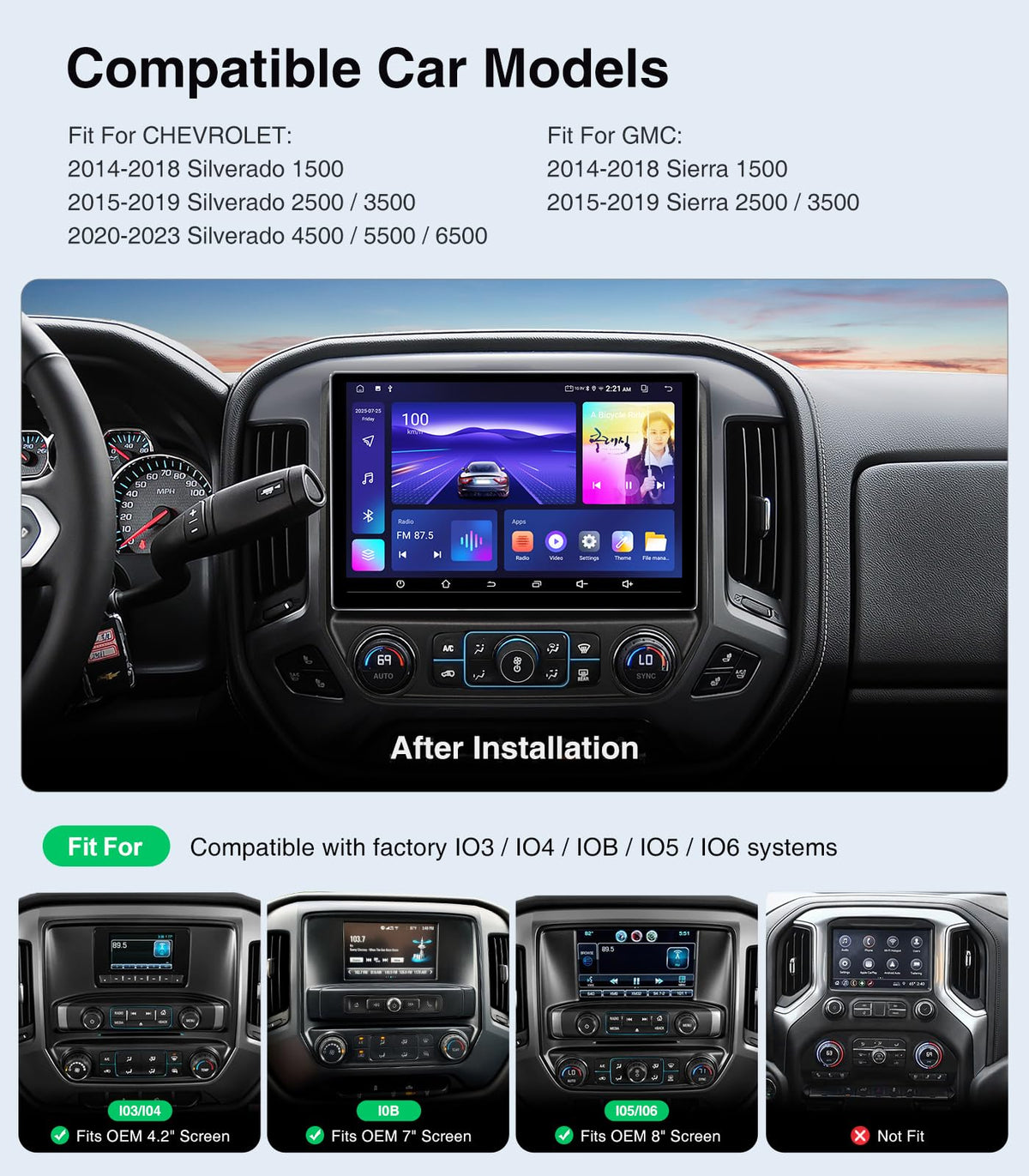 AINAVI dashboard display of navigation-ready interface for Silverado/Sierra