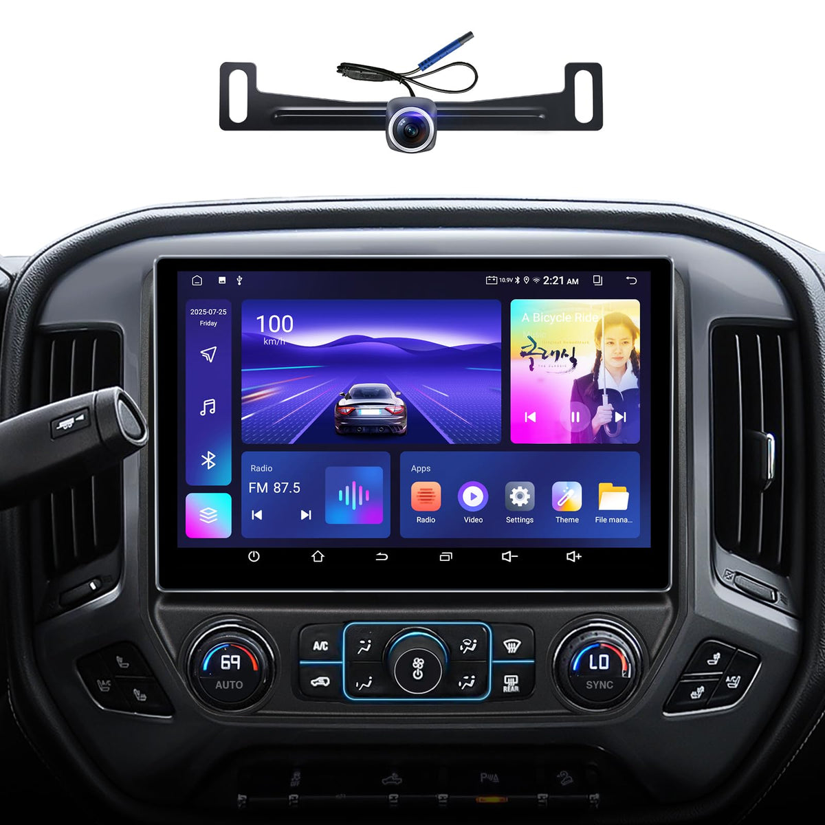 AINAVI 11.5-inch Android car radio front view, plug-and-play upgrade for Silverado and Sierra