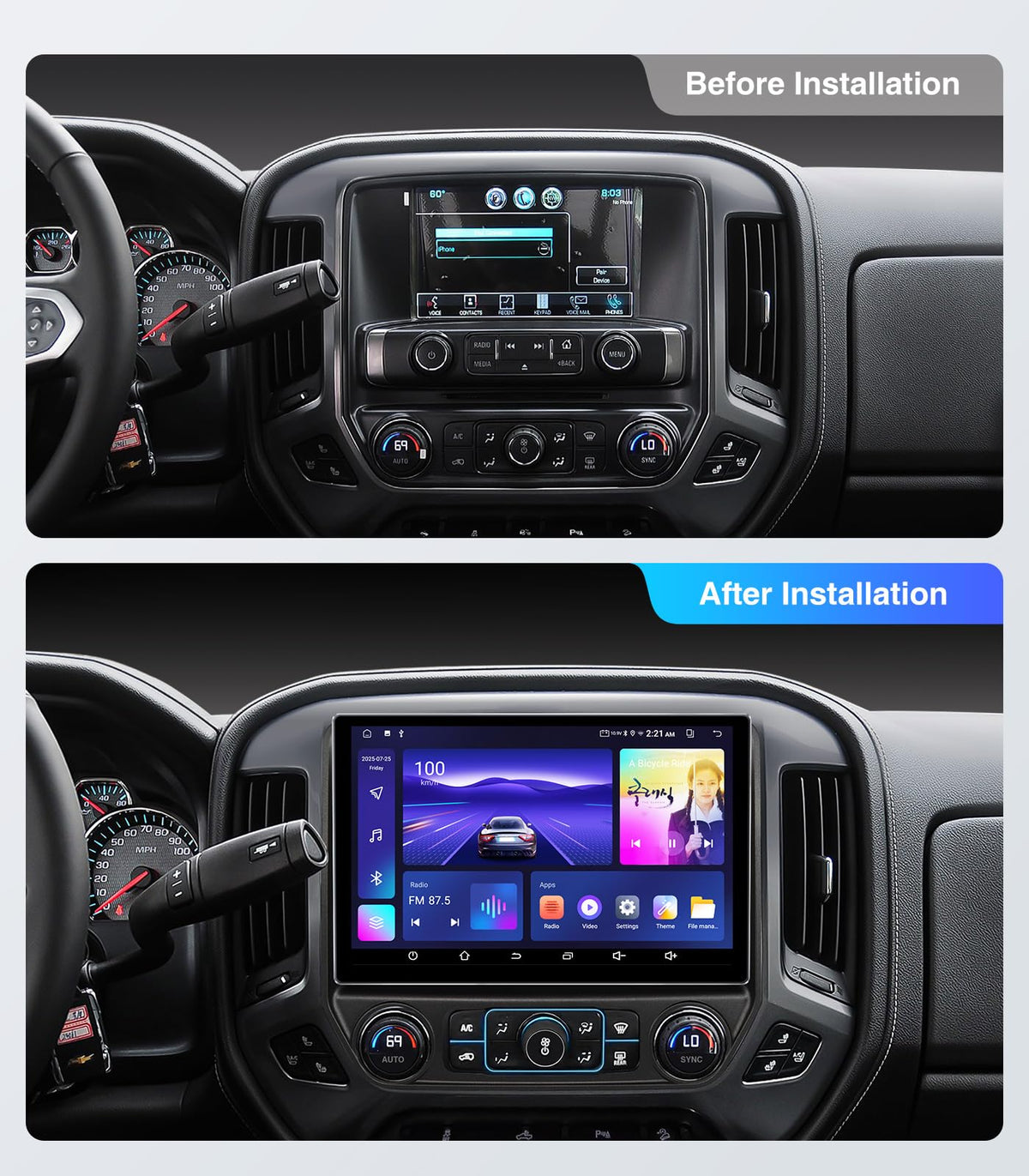 AINAVI wireless CarPlay and Android Auto activation on 11.5-inch unit