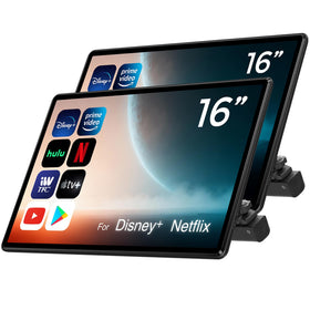 AINAVI 16-inch headrest monitor front view for backseat entertainment with sharp 1920x1200 display
