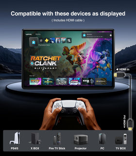 AINAVI 16-inch monitor with HDMI in/out supports multi-device sharing for family gaming