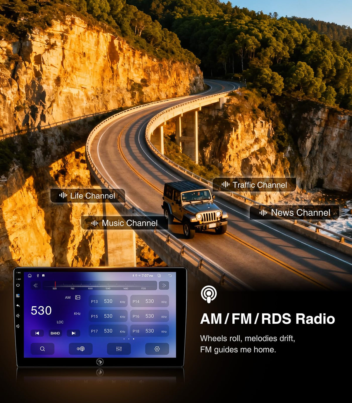 AINAVI built-in AM/FM radio for local station access