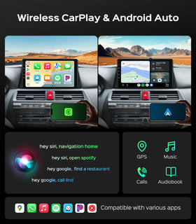 AINAVI wireless CarPlay and Android Auto in action on the screen
