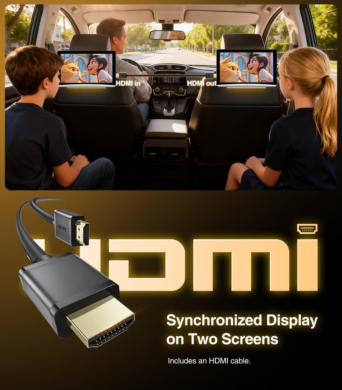 AINAVI Android car TV housing with side-angle view for easy rear-seat setup.