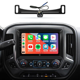 AINAVIGO 10-2 inch car stereo front panel fits Silverado and Sierra for seamless OEM look.