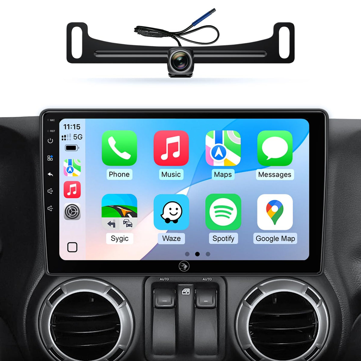 AINAVIGO car radio for Jeep Wrangler JK with 10.2-inch display for easy navigation and media