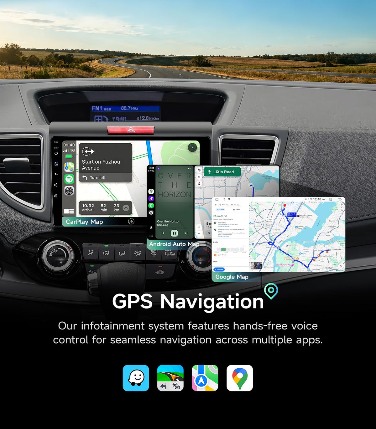 AINAVIGO 1080p rear view camera display includes guiding lines.