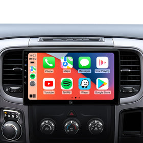 AINAVIGO Dodge Ram 102 display showing crisp navigation and media