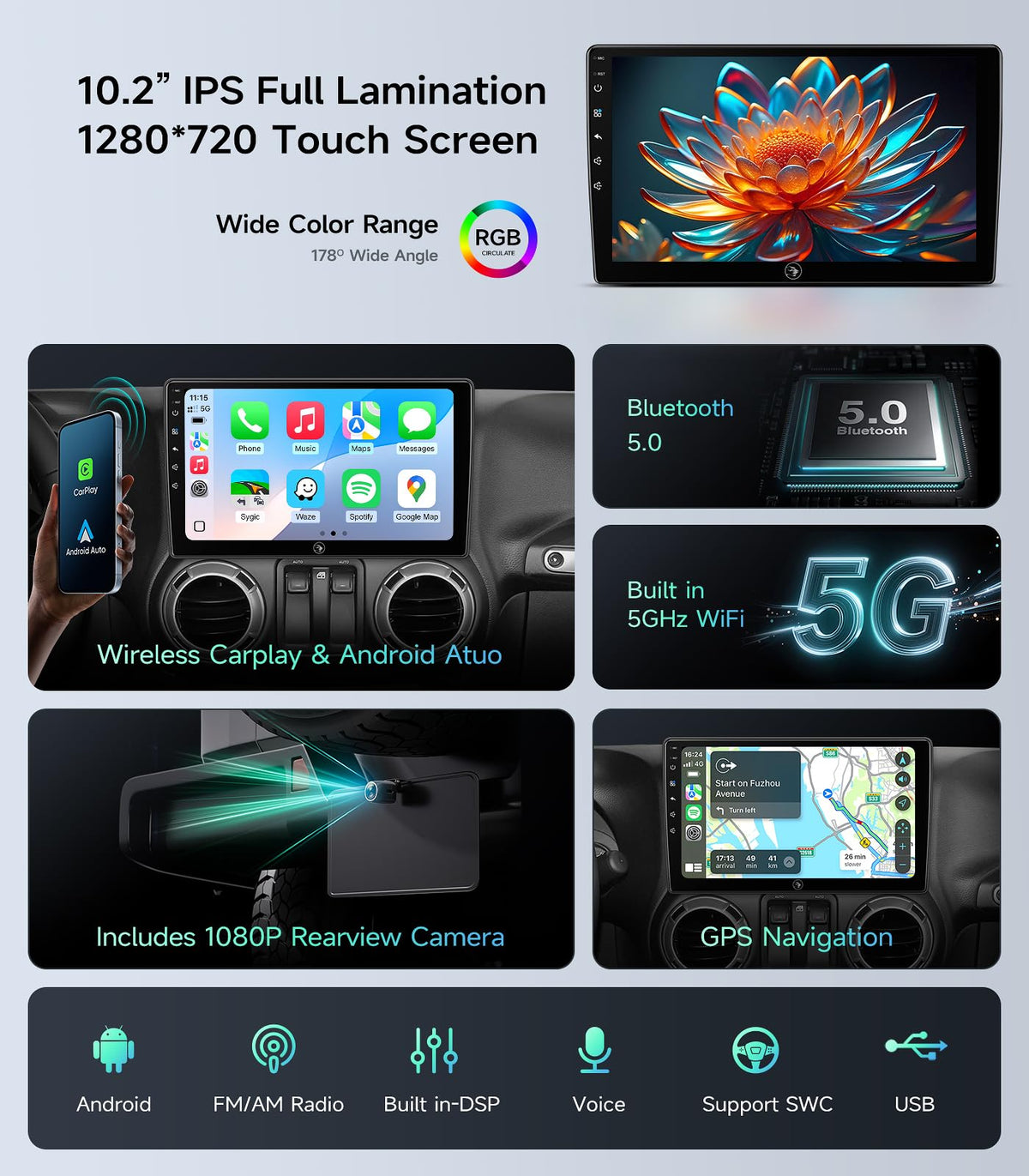 AINAVIGO FM radio with traffic updates helps you stay informed