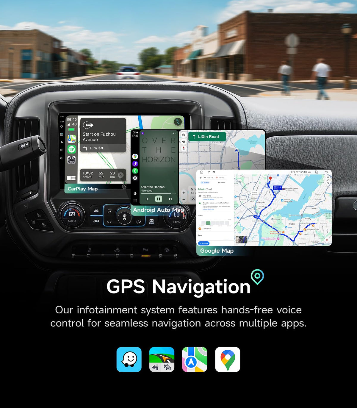 AINAVIGO OEM-fit for Chevrolet Silverado and GMC Sierra 2014–2018 compatibility.