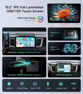AINAVIGO Rav4 2013-2018 1280x720 QLED display with sharp visuals